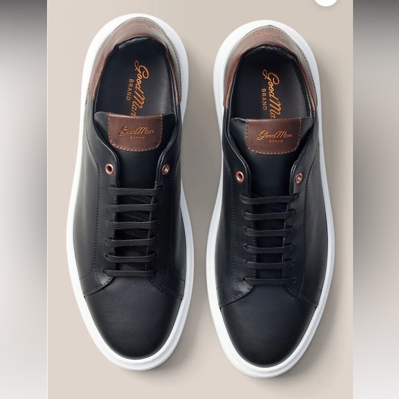 Good Man Brand Sz 11 Legend London Black Nappa Leather From Italy Sneakers - Picture 1 of 6